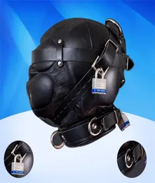 Adult Toys Manufacturer Direct Bondage Full Leather Total Sensory Deprivation Bondage Hood With Locking Buckles Sex Headgear2632623