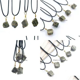 Pendant Necklaces Irregar Natural Stone Gold Plated Wire Handmade With Rope Chain For Women Men Party Club Decor Jewelry Drop Delivery Dh2Nt