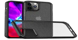 Clear Crystal Carbon Fiber Texture Case för iPhone 12 Pro Max Hållbar hybrid Soft TPU BumperHard PC Back Protective Heavy Case Fo6689581