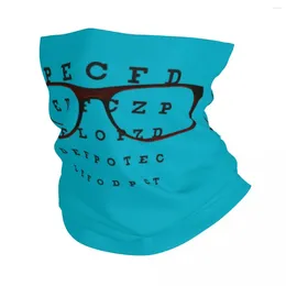 Bandanas Funny Glasses With Eye Test Chart Bandana Neck Gaiter Windproof Face Scarf Cover Optician Optometrist Headwear Tube Balaclava