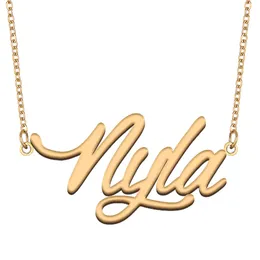 Nyla Name Necklace Custom Nameplate Pendant for Women Girls Birthday Gift Kids Best Friends Jewelry 18k Gold Plated Stainless Steel