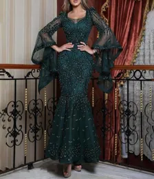 Plus Size Royal Blue paljetter Mermaid Prom Dresses Elegant långa ärmar Kvällsklänningar 2022 Långa ärmar Kvinnor Formell klänning36177968861384