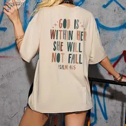 Damen-T-Shirt „God Is Within Her“ mit Bibelversen auf der Rückseite, T-Shirt für Damen, Vintage-Stil, Boho, inspirierendes Glaubenshemd, süßes christliches T-Shirt, Tops 240311