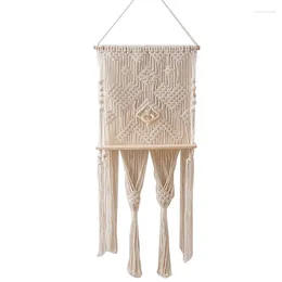 Piatti decorativi Macrame Mensola da parete in legno Portaoggetti galleggiante per piante Scaffale per libri Decorazione bohémien