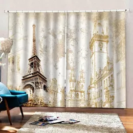 Curtain & Drapes Custom Any Size Fashion European Tower 3D Blackout Curtains For Living Room Bedding Office Decoration268N