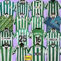 Camiseta Betis Retro Soccer Jersey Real Betis 레트로 축구 셔츠 레트로 베티스 긴 소매 키즈 키트 세트 Finidi Rios Denilson Alfonso Denilson Jarni Chandal Jersey