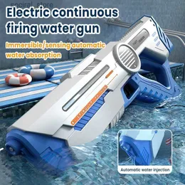 Gun Toys Summer Fullt Automatic Electric Water Gun Closeble Long-Range Continuous Firing Space Party Game Splash Kids Toy Boy Gift L240311