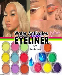 Vattenaktiverad eyeliner UV -ljus neon pastell 21 färger pastell svart ljus uv reaktiv glöd i mörka ögonfoder5632580