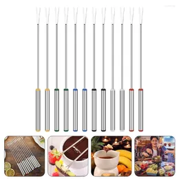 Dinnerware Sets 12 Pcs Chocolate Fondue Fork Forks Fountain BBQ Baking Tool Supplies Helpful Fruit Kitchen Gadgets Metal Dipping