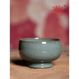 Teaware sets Longquan Celadon Song Yun Master Cup Single Pure Handmade Ceramics Handpressning Tea Shi Zhenqiang Ge Kiln C