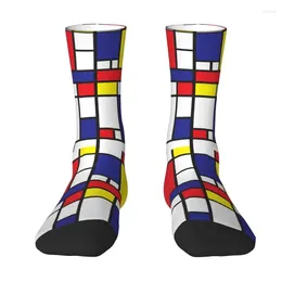 Calzini da uomo con stampa cool Piet Mondrian Studio per uomo Donna Elastico Estate Autunno Inverno Girocollo scozzese geometrico astratto