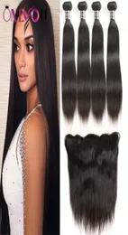 Лучшие наращивание человеческих волос из необработанной норки класса 9а, бразильские натуральные волосы, 4 пучка волос с кружевной фронтальной застежкой, прямые волосы 8670066