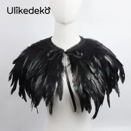 3-layer Feather Shrugs Shawls Feather Shoulder Wrap Capes Jacket Gothic Costume Accessories Halloween Rave Party Prom Clothes 240309