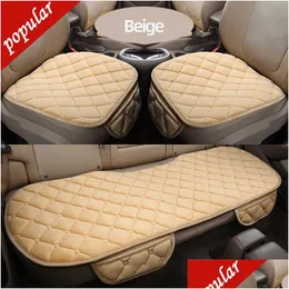 Car Seat Covers Car Seat Er Accessory Front Rear Flocking Cloth Winter Warm Cushion Breathable Protector Mat Pad Interior Drop Deliver Dh7Qz