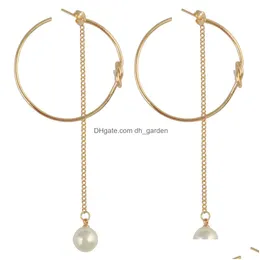 Charm Idealway Fashion Jewelry 18K Gold Plated Alloy Geometry Shape Pearl Simple Pendant Waterdrop Fish Hook Dangle Stud Ear Dhgarden Dhgfn