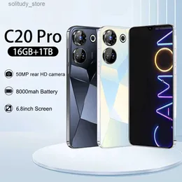 Mobiltelefoner C20 Pro -smartphone Android 13 Qualcomm 8 Gen 2 6.8 Skärm Smartphone 16G+1TB 8000mAh 50+108MP 4G/5G Network Phone Q240312