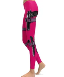 Одежда для йоги, женские розовые брюки с принтом пистолета, пуш-ап, фитнес-зал, спортивные леггинсы, узкие леггинсы-карандаш, тонкая одежда для танцевальной вечеринки17424407