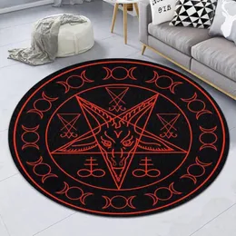 Carpets Sigil Of Baphomet And Lucifer Premium Round Rug Personalized Housewarming Gift Family Welcome Mat Funny279w