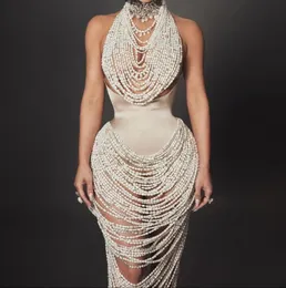 Kylie Jenner 유명 인사 드레스 Kim Kardashian Pearls Celebrity Dess Women Cloth Off Shoulder Mermaid Women Dress Kylie Jenner Kendal Jenner Evening Dress