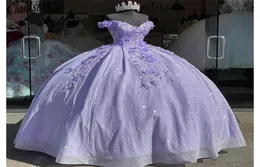 Stunning Lilac Ball Gown Quinceanera Dresses 3D Appliques Beads Laceup Back Floor Length Prom Evening Gowns Mexician Girls Vestid5166667