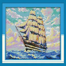 Sailng 장식 그림 수제 크로스 스티치 자수 바느질 세트 세트 캔버스 DMC 14ct 11ct269s에 인쇄 된 인쇄