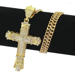 Anhänger Halsketten Luxus Herrenschmuck Kreuz Halskette Kette Für Männer Edelstahl Hip Hop Schmuck Strass Religiös