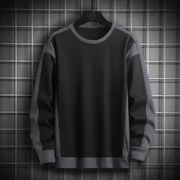 Spring Autumn Men Casual Sweatshirt Patchwork Color Round Neck Male Fashion Tops Sports Pullover Ribbed Sweatshirts Loose 240228