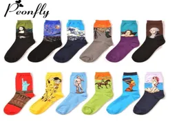 Männer Bunte Baumwolle Socken Statue Liberty Jesus Lustige Socken Europäischen Originalität Ölgemälde Männliche Socken 2pcs1pairs2470793