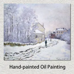 Wandlandschaftskunst-Ölgemälde Schnee bei Argenteuil Claude Monet berühmte Kunstwerkreproduktion auf Leinwand handgemalt für Wanddekoration251f