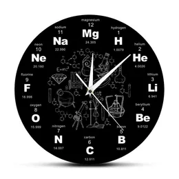Okresowy stolik elementów Wall Art Symbole chemiczne zegar ścienny edukacyjny Elemental Element Wyświetlacz Classal Clock's Prezent nauczyciela 246R