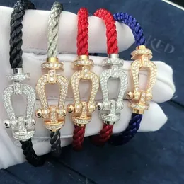 Дизайнерское ожерелье Freds V-золото High Edition с бриллиантами и шипами в виде подковы с пряжкой Красный браслет Французский элегантный большой красный браслет из веревки Унисекс в парном стиле
