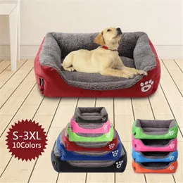 S-3XL Fleece Dog Bed Pattren Vattentät botten Pet Sofa Mat Varma hundbäddar för stora hundar Drop Cama Perro279U