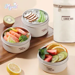 Lancheira isolada de aço inoxidável portátil conjunto com saco isolado empilhável japonês bento box 240219