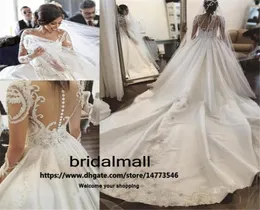 Dubai Arabisch Langarm Ballkleid Brautkleider 2022 Luxus Spitze Applikationen Naher Osten Brautkleider Kirche Königliches Hochzeitskleid3681864