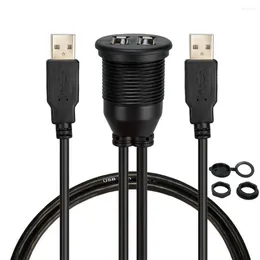 2.0 Panelen Flush Mount Outlet Cable Auto Car Extension Cord For Truck Boat USB med portar