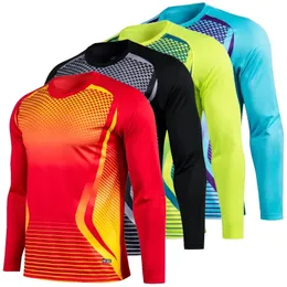 Men Football Jerseys 2223 Long Sleeves Gradient Goal Keeper Uniforms Sport Training Breathable Top Soccer Chest Pad Spring 240228