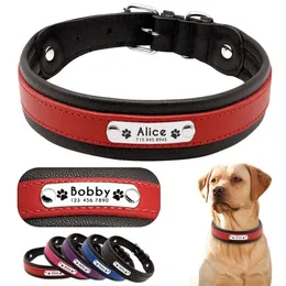 Personalized Leather Dog Collar Customized Engraved Pet Big Dog Bulldog Collars Padded For Medium Large Dogs Perro Pitbull 220409237S