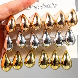 Hoop Earrings 3 Pair/Set Chunky Gold Plated Waterdrop For Women Smooth Multicolour Acrylic Tear Drop Earring Lightweight Jewelry