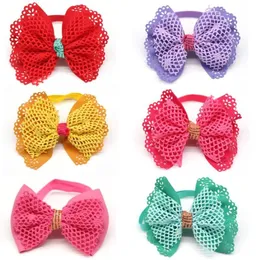 Dog Apparel 100pcs Pet Bowties Handmade Mesh Cloth Tie Bows Ties Bow Neck Accessory Holiday Grooming Prodtcs 6colour265u