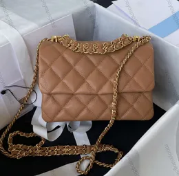 12A Upgrade Mirror Quality Designer Mini Square Flap Bag 20cm Womens Caramel Quilted Purse Luxurys Plain Handbag sCrossbody Black Shoulder Chain Starp Bags05