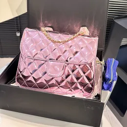 Tasarımcı Çanta Sırt Çantası Yıldız Değiştirme Çanta Lake Finish Sparkle Rhomboid Omuz Crossbody Bag Parlak Yüzey Metalik Altın Gümüş Pembe