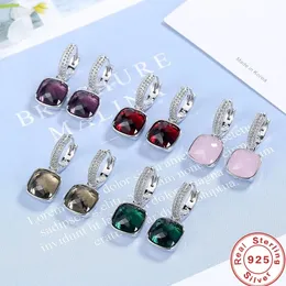 Andara Occident Crystal Geometric Square Ear Buckle Simple Light Luxury 925 Sterling Silver Earrings High Quality Jewelry Gifts 240301