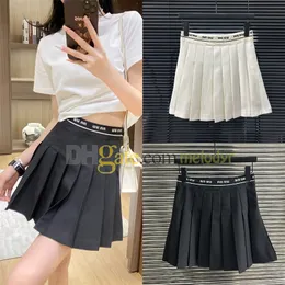 Designer White Skirts Womens Pleated Dress Letter Print Webbing High Waist A Line Skirt Summer Sexy Slim Mini Skirt