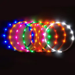 Collari per cani Collare luminoso per cani da compagnia USB ricaricabile lampeggiante notturno Collari per gatti Teddy Guinzaglio luminoso a LED213c