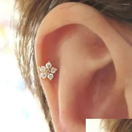 Studörhängen kvinnor örhänge zirkon smycken blommor rostfritt stål öronpiercing brosk tragus öronsned släpp leverans ot5jb