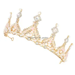 Headbands Fashionable Bride Tiara Headdress Korean Edition Ablaze Water Gets Married Handwork Alloy Crown Hair Hoop Jewelry Dhgarden Dhv6F