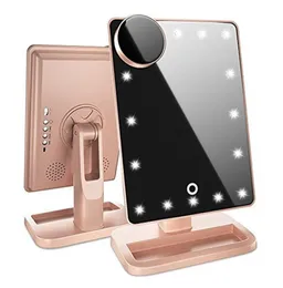 5st 180 graders rotation 20 LED Touch SN Makeup Mirror Bluetooth Högtalare 10x förstoringsspeglar Ljus Skönhetsverktyg5279889