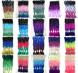 Estensioni dei capelli intrecciati Ombre Kanekalon Tre colori tono Trecce Capelli Fibra ad alta temperatura Capelli sintetici all'uncinetto 24 pollici7573100