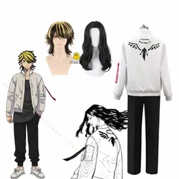 Anime Tokyo Revengers Gang Baruhara Valhalla Uniform Keisuke Baji Kazutora Hanemiya Cosplay White Jacket Costume Black Pants 240229