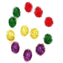 Giocattolo per gatti Palline da 5 cm Palline scintillanti Giocattoli divertenti per animali domestici Forniture per gatti Colore casuale 80 pezzi per lotto2736